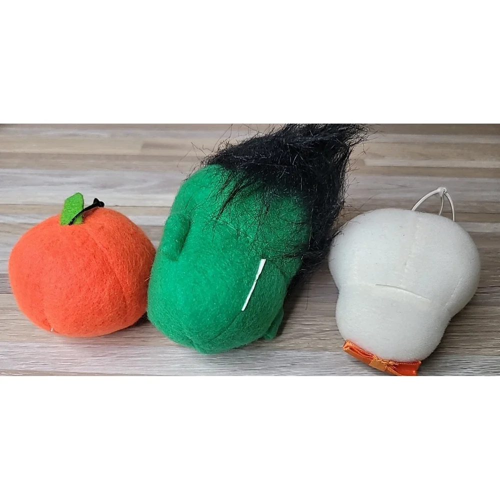 3 Rare Hallmark 1980's Halloween Bouncing Boo Buddies Frankenstein Skull Pumpkin